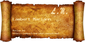 Lambert Mariann névjegykártya